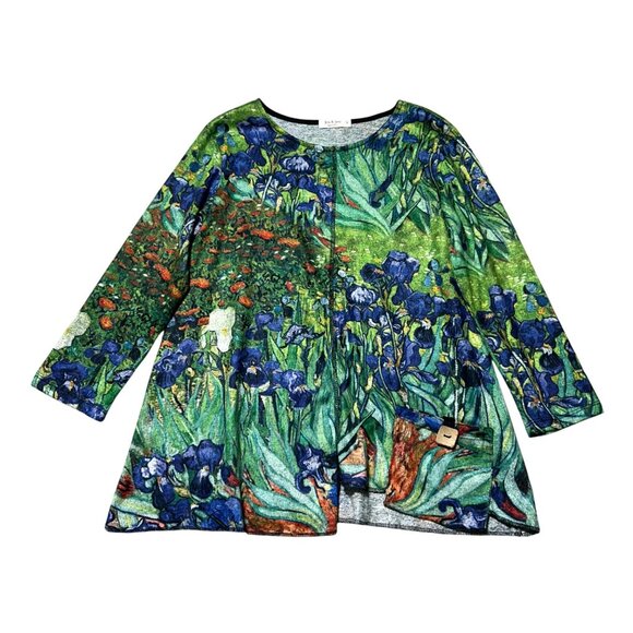 Jess & Jane Womens Small Floral Print Tunic Top Multicolor 3/4 Sleeve - Picture 1 of 8